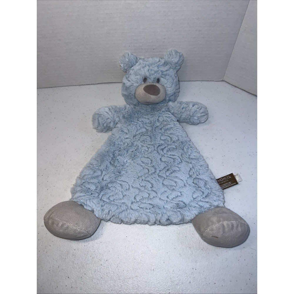 Demdaco Blue Bear Plush Lovey‎ Security Blanket Stuffed Animal Soft Rattle 13"